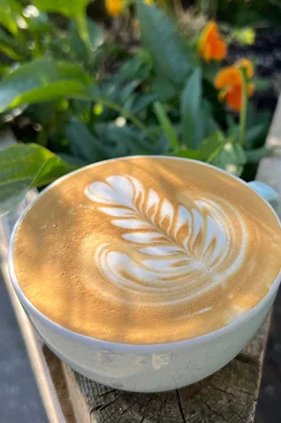 Close up of latte in Asbury Park NJ